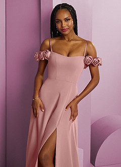 Barbie ♥ Azazie Bridesmaid Dresses Dusty Rose A-Line Off the Shoulder Chiffon Convertible Dress image3
