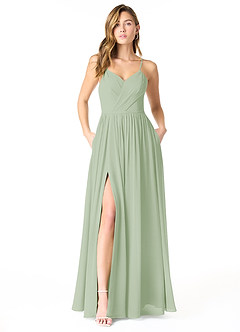 Azazie Cora Bridesmaid Dresses Dusty Sage A-Line Pleated Chiffon Dress image1