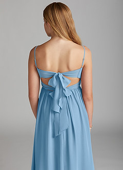 Azazie Zeya Junior Steel Blue A-Line Chiffon Dress image2