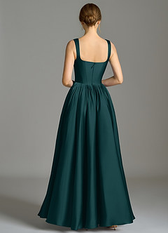 Azazie Verina Bridesmaid Dresses Pine A-Line Pleated Stretch Satin Dress image6