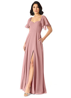 Azazie Chloe Bridesmaid Dresses Dusty Rose A-Line Sweetheart Neckline Chiffon Dress image5