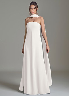 Azazie Ilana Brautjungfernkleider A-Linie Schulterfrei Chiffon Kleid Weiß image3