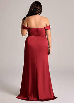 Azazie Johana Robes de demoiselle d'honneur Robe Sirène Convertible en Satin extensible Épaule décolletée Écarlate image9