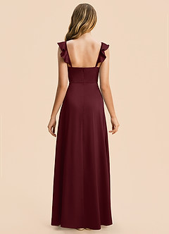 Azazie Mavie Junior Robe Trapèze en Satin extensible Drapé Cabernet image2