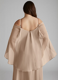 Azazie Cienna Robes de demoiselle d'honneur Robe Trapèze en Mousseline de soie Manche longue Taupe image12