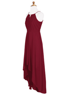 Azazie Oaklynn Junior Robe Trapèze en Mousseline de soie Plissée Bourgogne image8