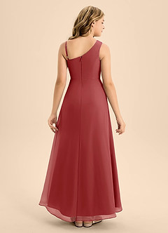 Azazie Brooke Junior Abito A-Line in Chiffon Spacco Laterale Ruggine image2