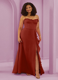Barbie ♥ Azazie Bridesmaid Dresses Terracotta A-Line Sweetheart Neckline Chiffon Dress image10