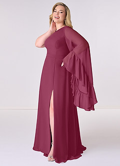 Barbie ♥ Azazie Bridesmaid Dresses Mulberry A-Line Long Sleeve Chiffon Dress image9