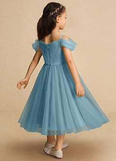 Azazie Lizzette Final Sale Moody Blue A-Line Ruched Tulle Dress image2