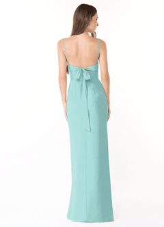 Azazie Mai Brautjungfernkleider Etui Plissee Chiffon Kleid Aqua image2
