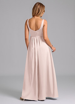 Azazie Keyla Bridesmaid Dresses Blushing Pink A-Line Pleated Stretch Satin Dress image2
