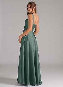 Azazie Shaude Bridesmaid Dresses Sea Moss A-Line Pleated Stretch Satin Dress image7