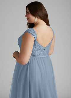 Azazie Luxi Bridesmaid Dresses Dusty Blue A-Line Pleated Tulle Dress image11
