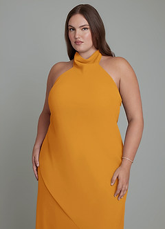 Azazie Velli Bridesmaid Dresses Butterscotch Mermaid High Neck Chiffon Dress image9