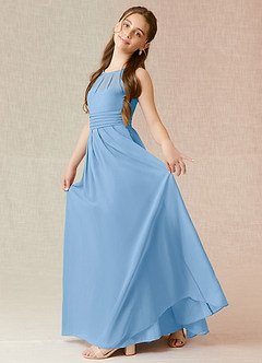 Azazie Bibiane Junior Powder Blue A-Line Pleated Chiffon Dress image3
