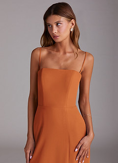 Azazie Wren 신부 들러리 드레스 A라인 스트랩리스 쉬폰 티 길이 드레스 image6