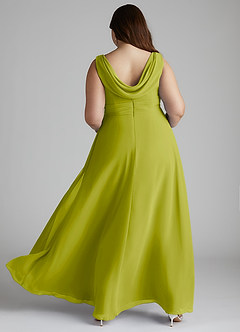 Azazie Karina Bridesmaid Dresses Lemongrass A-Line Pleated Chiffon Dress image9