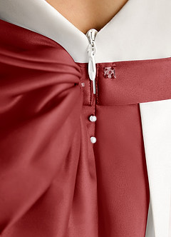 Azazie Cherry Flower Girl Dresses Ivory Rust Ball-Gown Pleated Matte Satin Dress image6