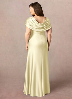 Azazie Branford Mother of the Bride Dresses Lemon Sorbet A-Line Pleated Stretch Satin Dress image10