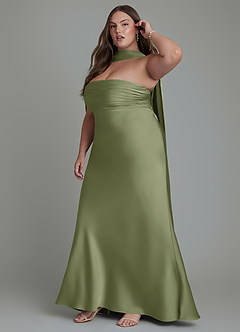 Azazie Saylor Bridesmaid Dresses Garden Sage Mermaid Strapless Stretch Satin Dress image16