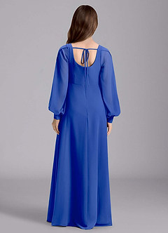 Azazie Bondi Junior Royal Blue A-Line Blouson Chiffon Dress image2