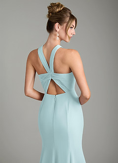 Azazie Rue Bridesmaid Dresses Mist A-Line Halter Chiffon Dress image6