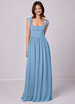 Barbie ♥ Azazie Bridesmaid Dresses Steel Blue A-Line Corset Chiffon Dress image1