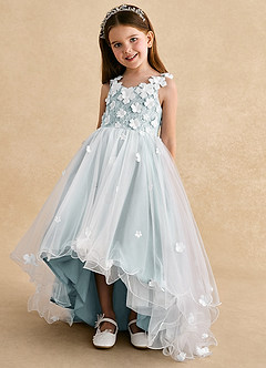Azazie Celia Flower Girl Dresses Mist A-Line Lace Tulle Dress image6