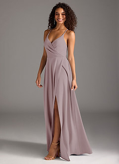 Azazie Davis Bridesmaid Dresses Vintage Mauve A-Line Pleated Stretch Crepe Dress image2