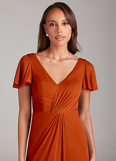 Azazie Soren Final Sale Black A-Line Ruched Mesh Dress image2