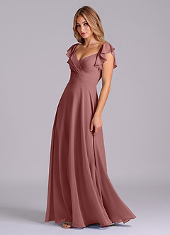 Azazie Leilani Bridesmaid Dresses Desert Rose A-Line Pleated Chiffon Dress image4