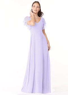 Azazie Syenna Robes de demoiselle d'honneur Robe Trapèze en Mousseline de soie Rayé Lilas image1
