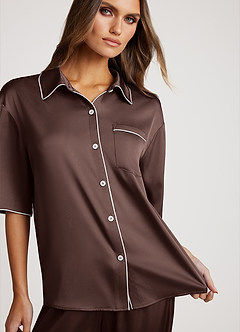front Ensamble de Pyjama Manches Courtes en Satin
