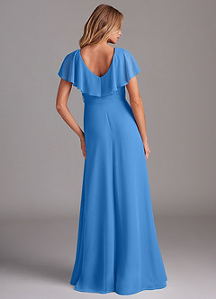 Azazie Lainey Bridesmaid Dresses Blue Jay A-Line with Pockets Chiffon Dress image7