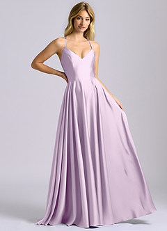 Azazie Truce Bridesmaid Dresses Frosted Lilac A-Line Stretch Satin Dress image6