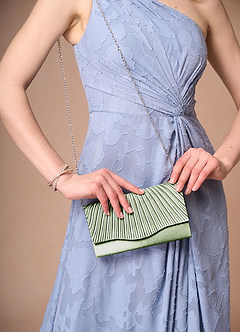 front Matching Color Metallic Satin Sandals Envelope Clutch Set