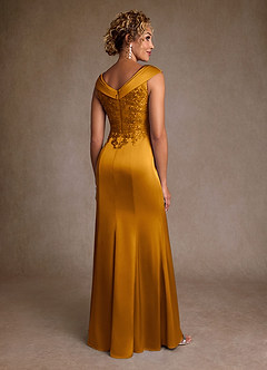 Azazie Santa Monica Mother of the Bride Dresses Butterscotch A-Line Lace Dress image2