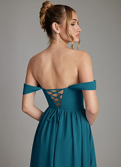 Azazie Caterina Bridesmaid Dresses Ink Blue A-Line Corset Chiffon Dress image7