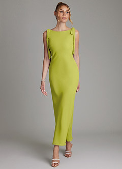 Azazie Luddie Bridesmaid Dresses Lemongrass Mermaid Bow Chiffon Dress image4