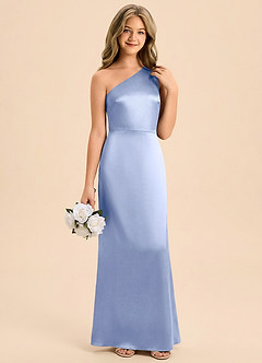 Azazie Eulalie Junior Jurk van Stretch Satijn met Zeemeermin Boog Ijs image2