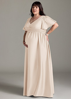 Azazie Verna Brautjungfernkleider für Schwangere A-Linie Gestreift Stretch-Satin Bodenlänge Kleid image14