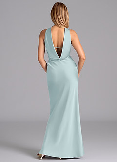 Azazie Lusinda Brudtärnklänningar Klä av Sjöjungfru i Stretch Satin Axelbandslös Dimma image7