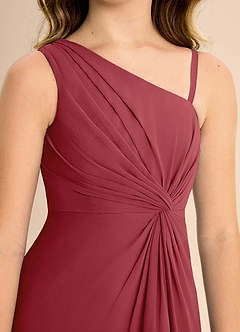 Azazie Brooke Junior Vestido de Granada de Gasa de Corte en A con Corte Lateral image7