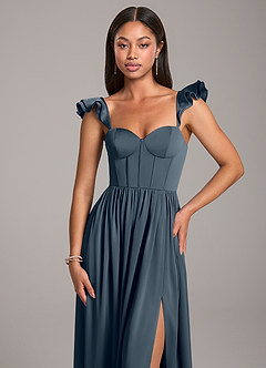 Azazie Denisse Brautjungfernkleider A-Linie Gestreift Stretch-Satin Kleid Zwielichtviolett image6