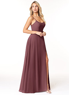 Azazie Moira Bridesmaid Dresses Sangria A-Line Scoop Chiffon Dress image4