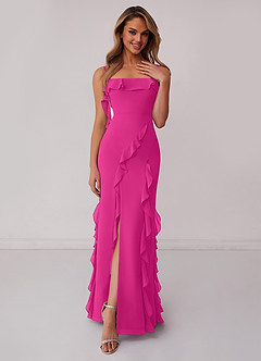Barbie ♥ Azazie Bridesmaid Dresses Barbie Pink Sheath Bow Chiffon Dress image1