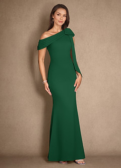 Azazie Myers vestidos de madre de la novia Vestido de Verde Oscuro de Crepé elástico de Sirena con Plisado image3