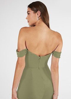 Azazie Kit Jurken voor bruidsmeisjes Jurk van Mesh met Zeemeermin Off the Shoulder Pistache image7