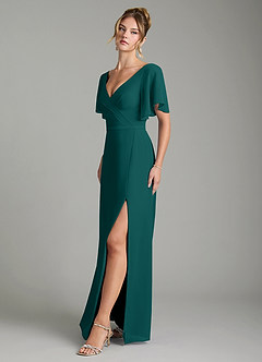 Azazie Ambrosia Bridesmaid Dresses Peacock A-Line Pleated Chiffon Dress image4